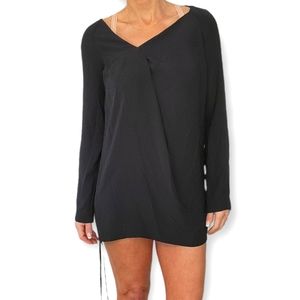 Cos Mini Dress 38 Medium Black Loose Fit Side Ties Layered